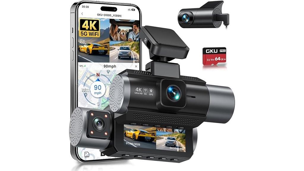 4k 3 channel dash cam