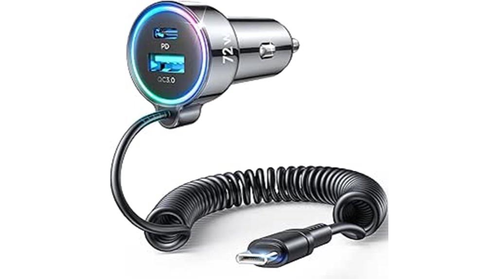 72w coiled cable charger