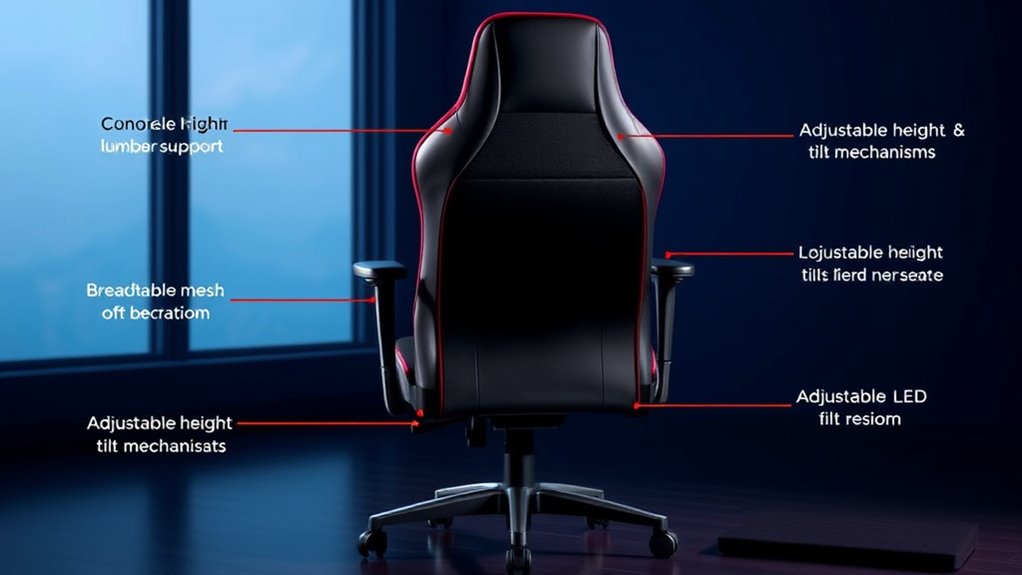 adjustable breathable ergonomic features