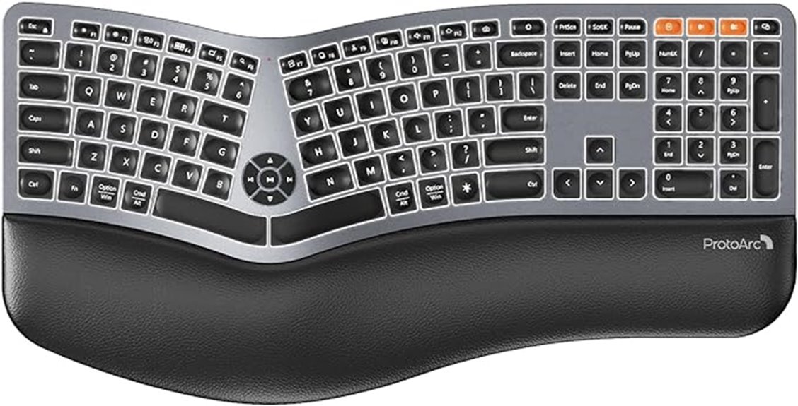 backlit bluetooth ergonomic keyboard