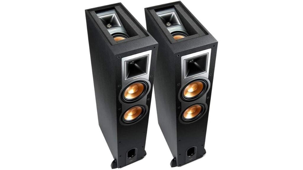 black floorstanding speakers