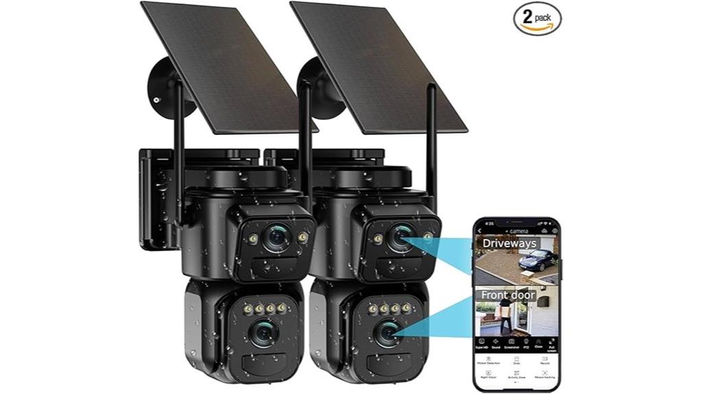 dual lens solar security cameras