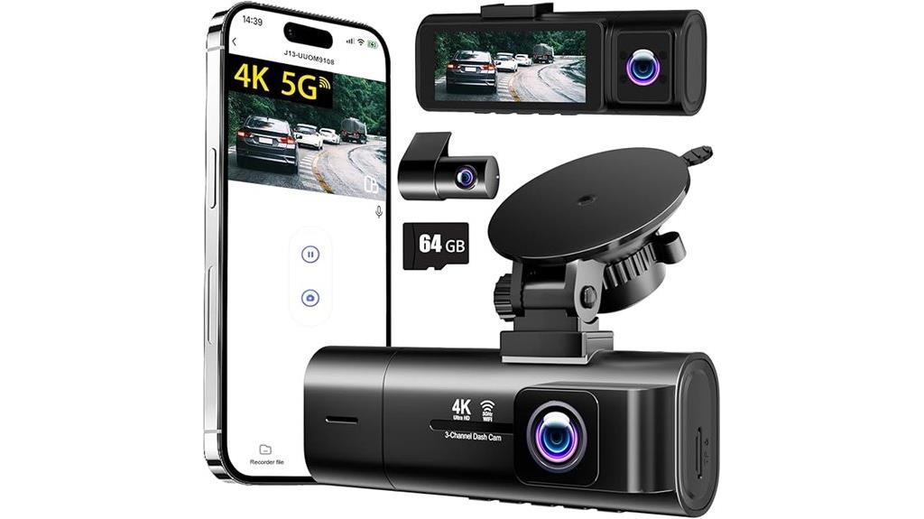 front and rear 4k 1080p dash cameras