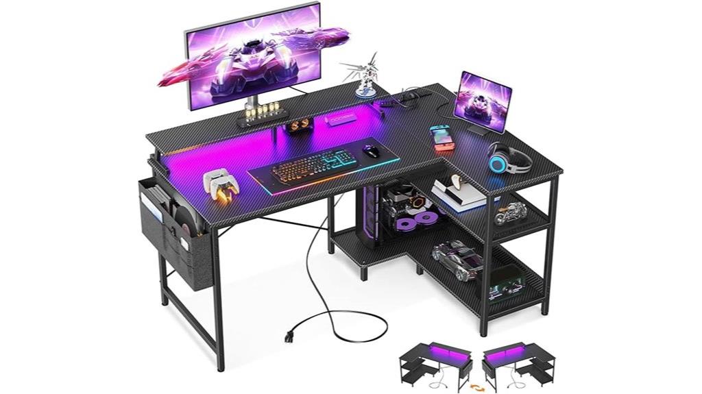 gaming desk with lighting