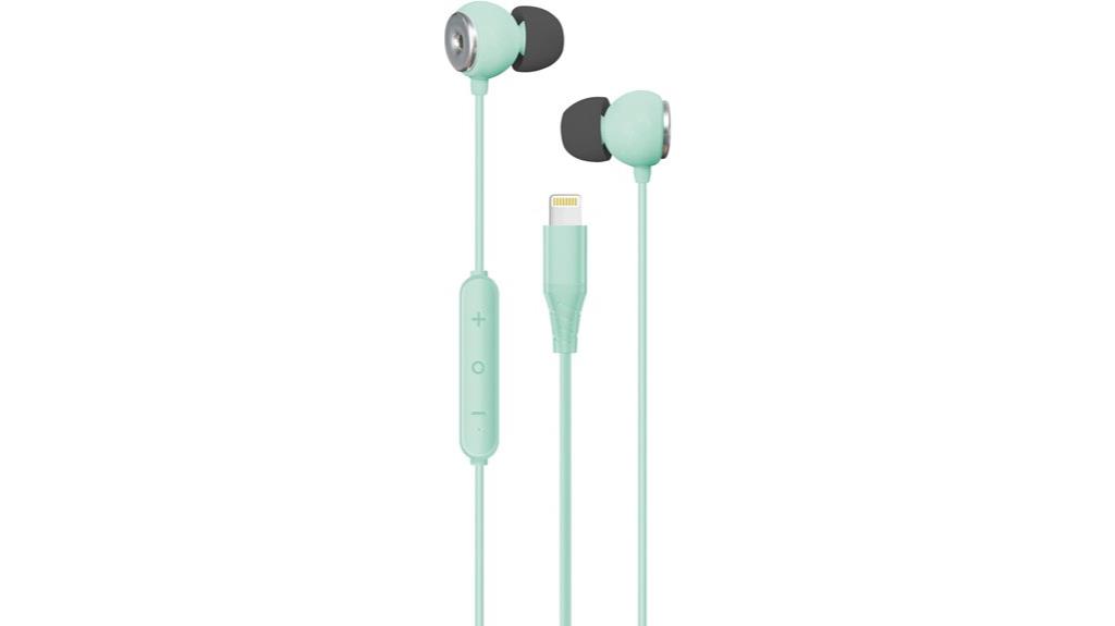 green lightning earbuds with microphone