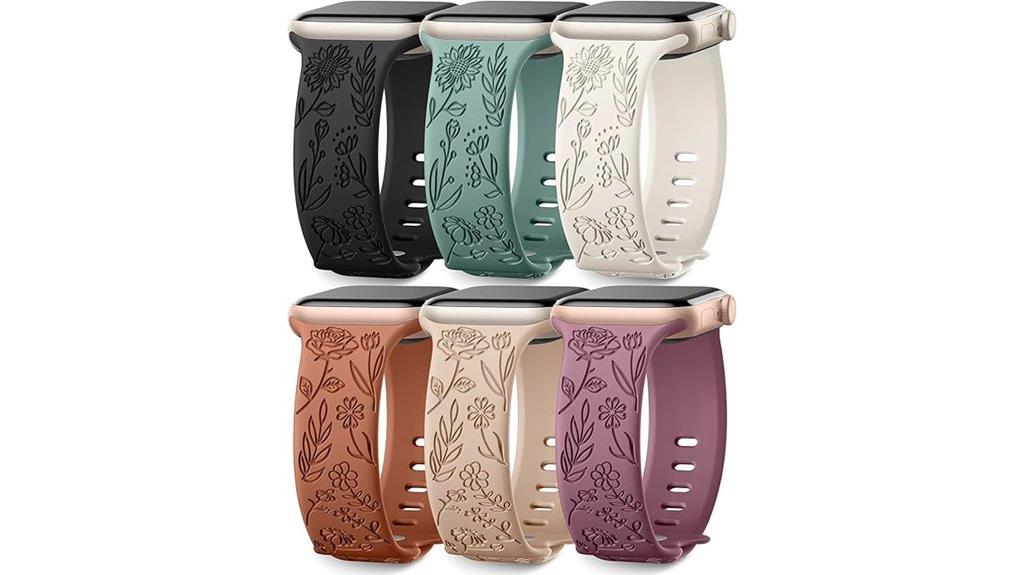 six floral silicone straps