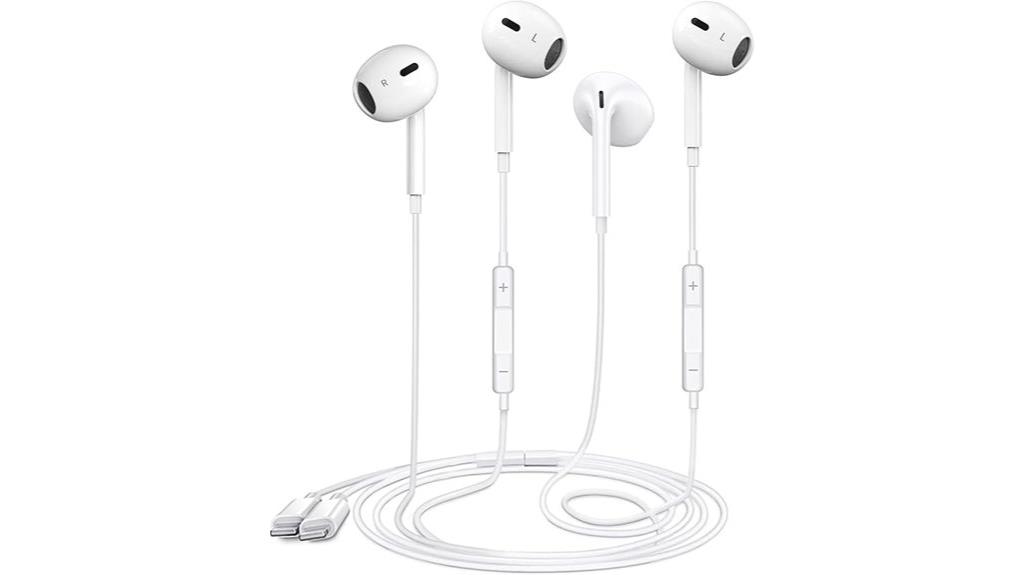 two lightning wired headphones