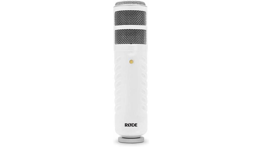 white rode podcaster microphone