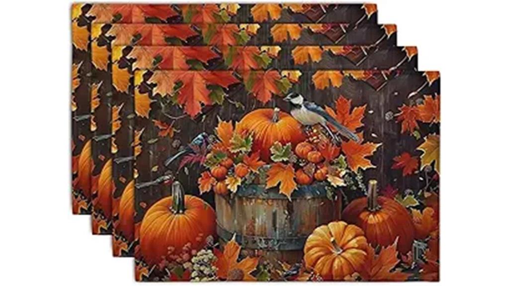 autumn pumpkin leaf placemats