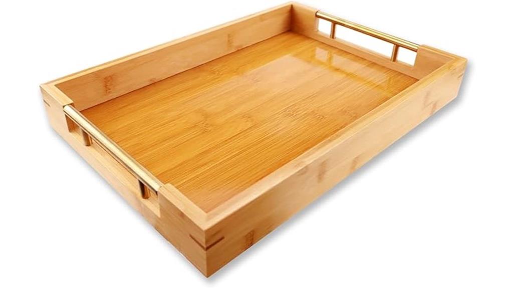 bamboo tray with gold handles