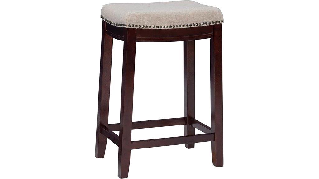 beige linen counter stool