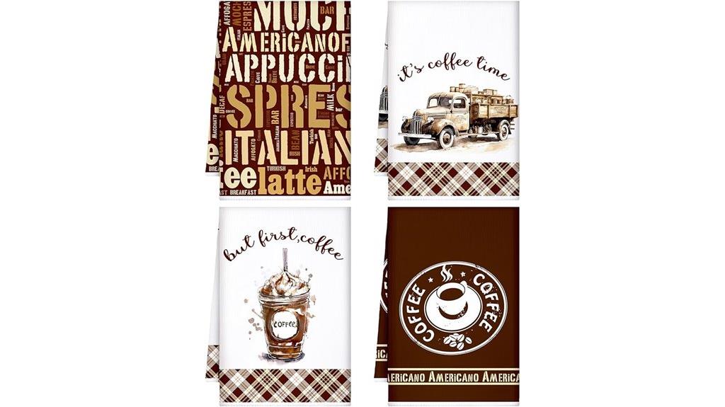 coffee themed dish cloths