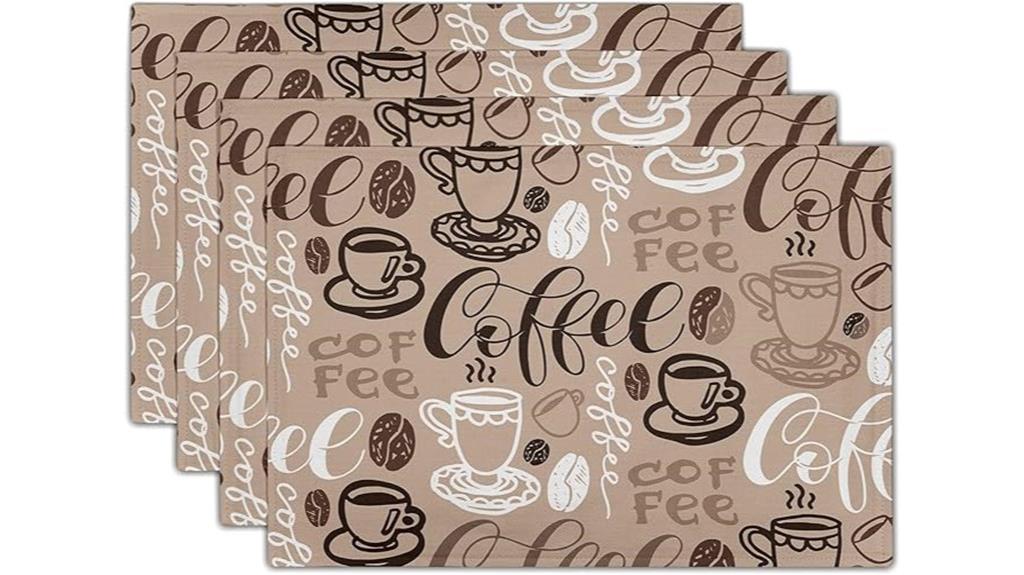 coffee themed linen placemats