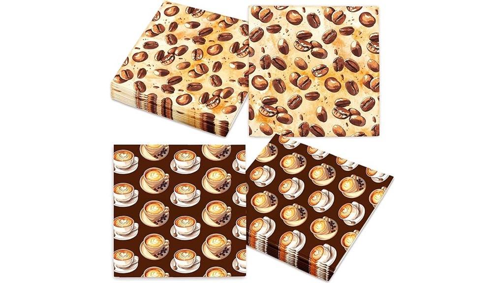 coffee themed wedding napkins