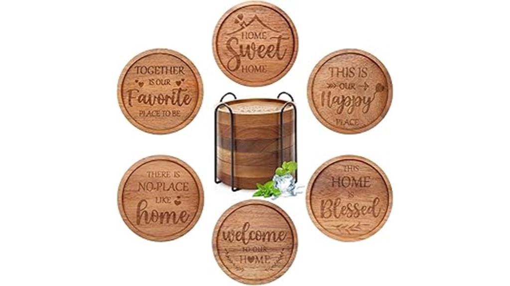 elegant acacia coasters set