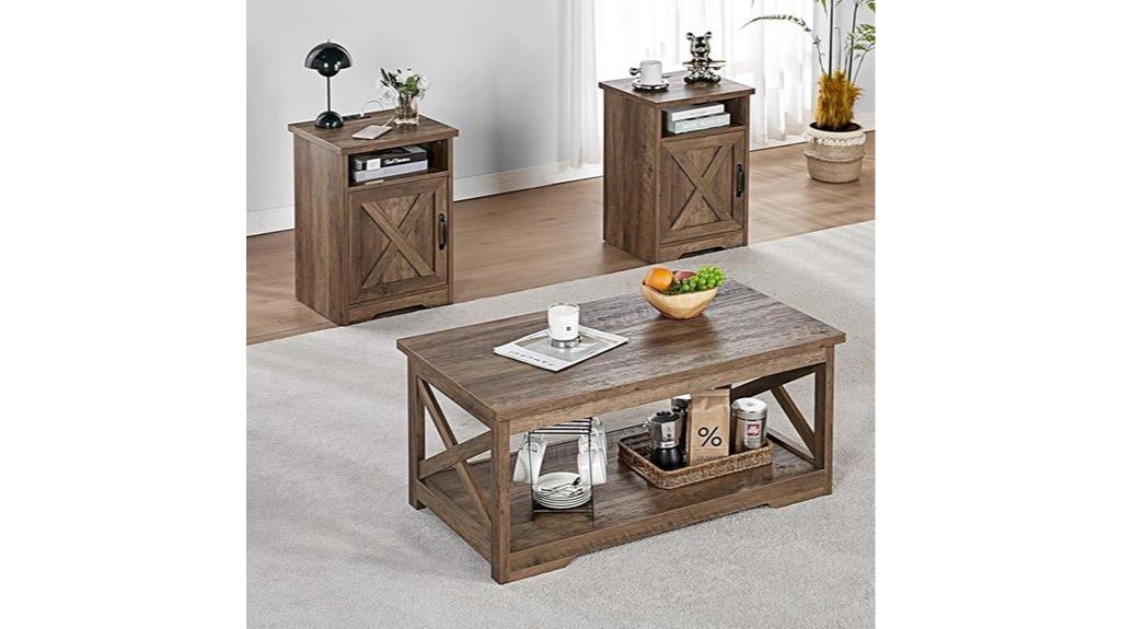 farmhouse table set with charging