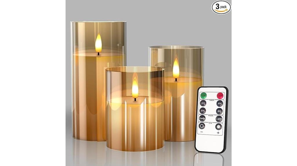 glass led candle set