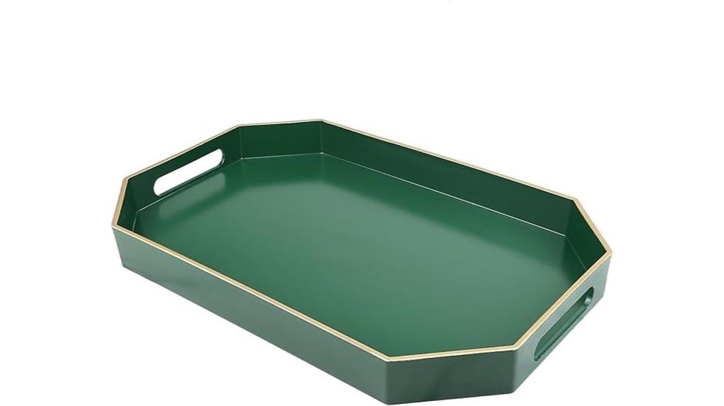 green handles serving tray
