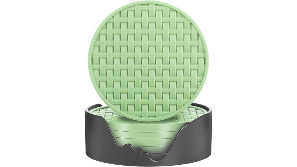 green silicone coaster set