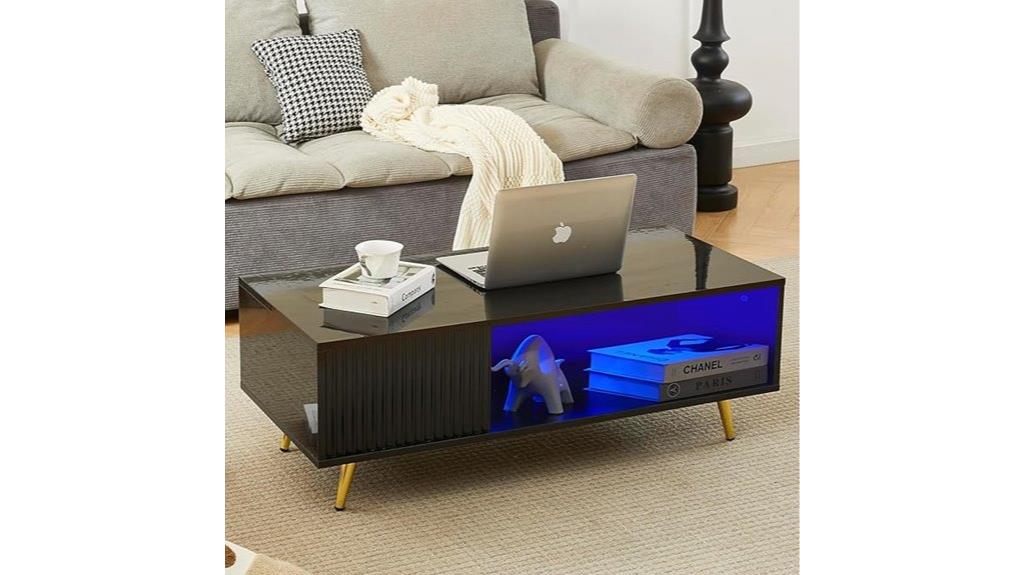 large black led coffee table