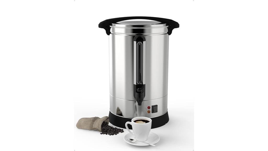 large stainless steel coffee urn