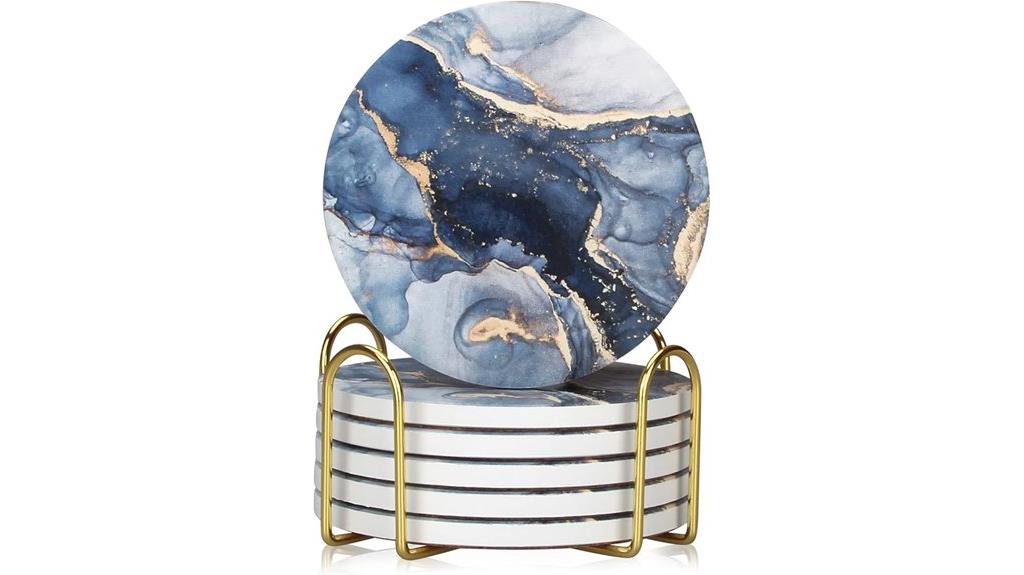 navy blue marble coasters