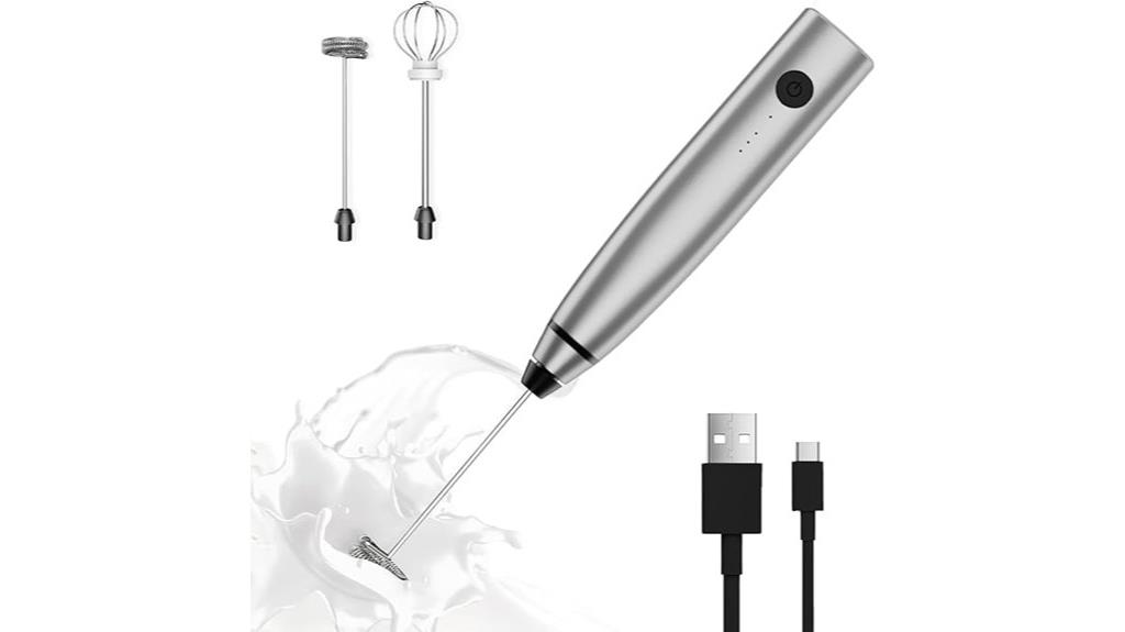 rechargeable milk frother with stainless whisks