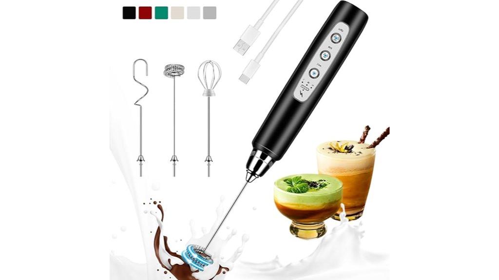 rechargeable milk frother with wands