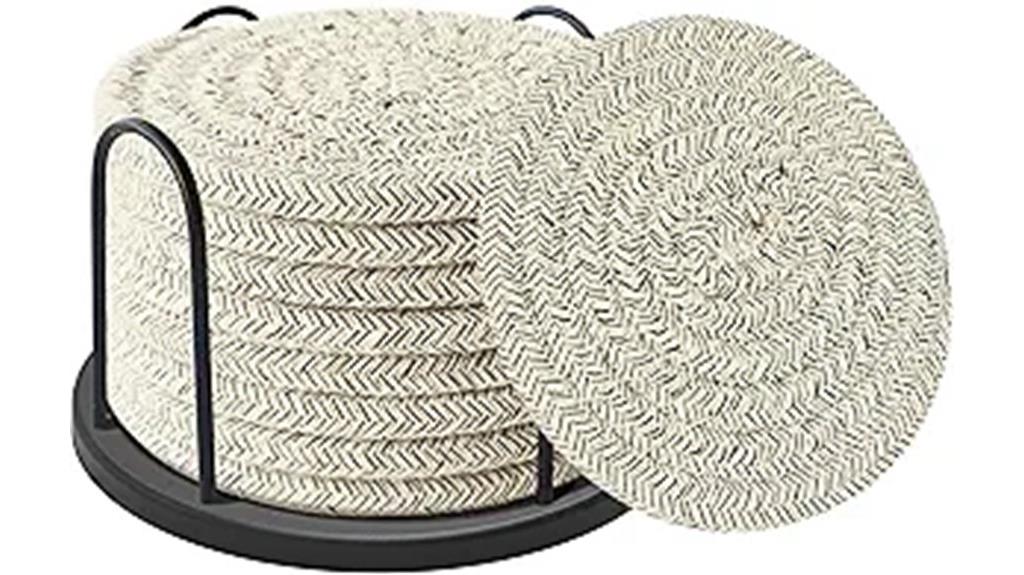 set of 8 cotton coasters