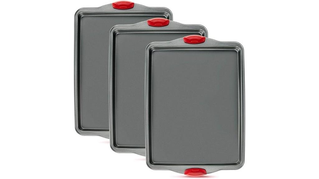 set of three nonstick baking pans