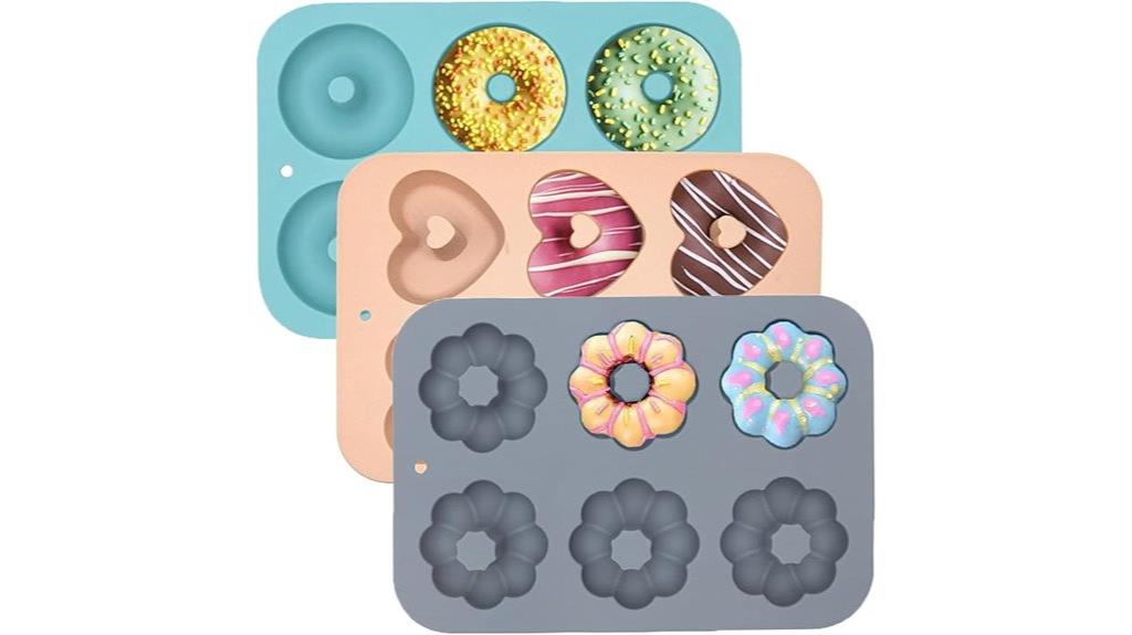 set of three silicone donut pans