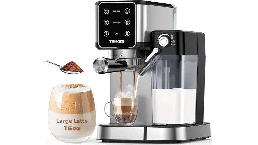 silver touchscreen espresso machine