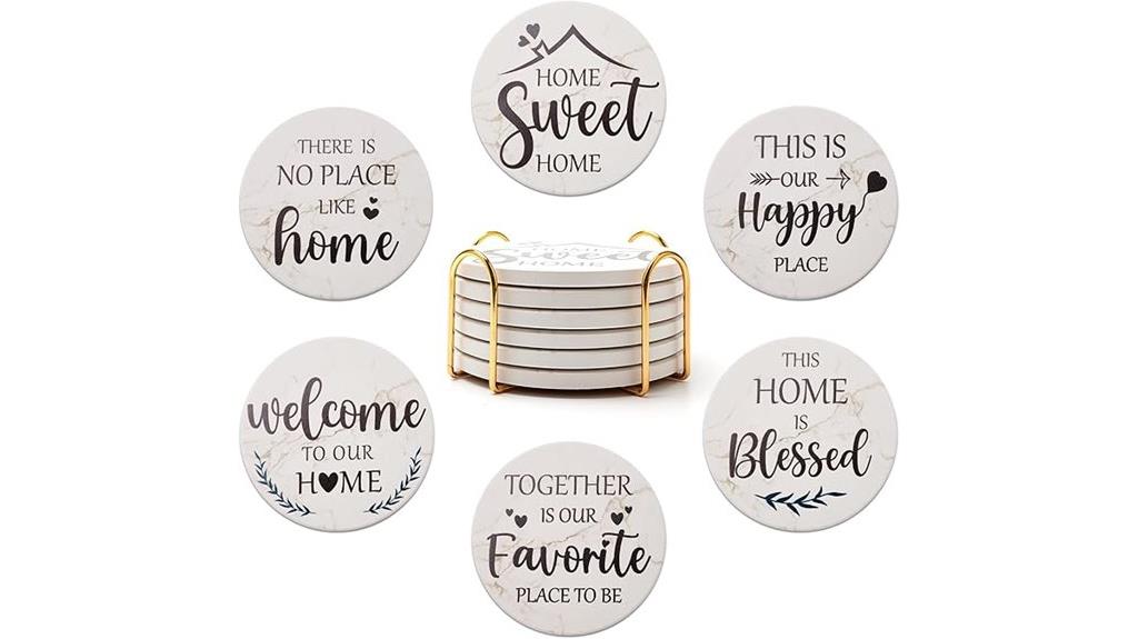six ceramic coasters set