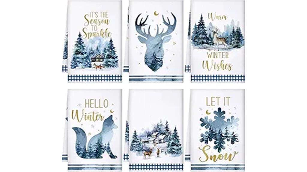 six christmas kitchen towels