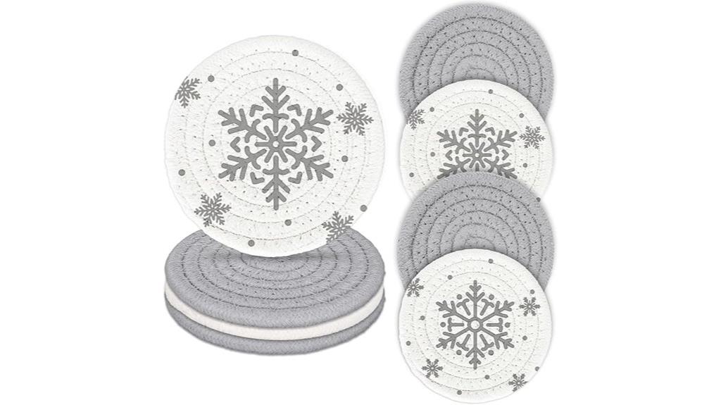 snowflake cotton coaster set