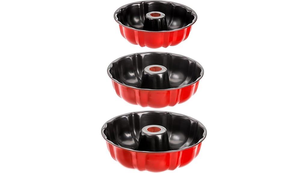 three non stick fluted pans