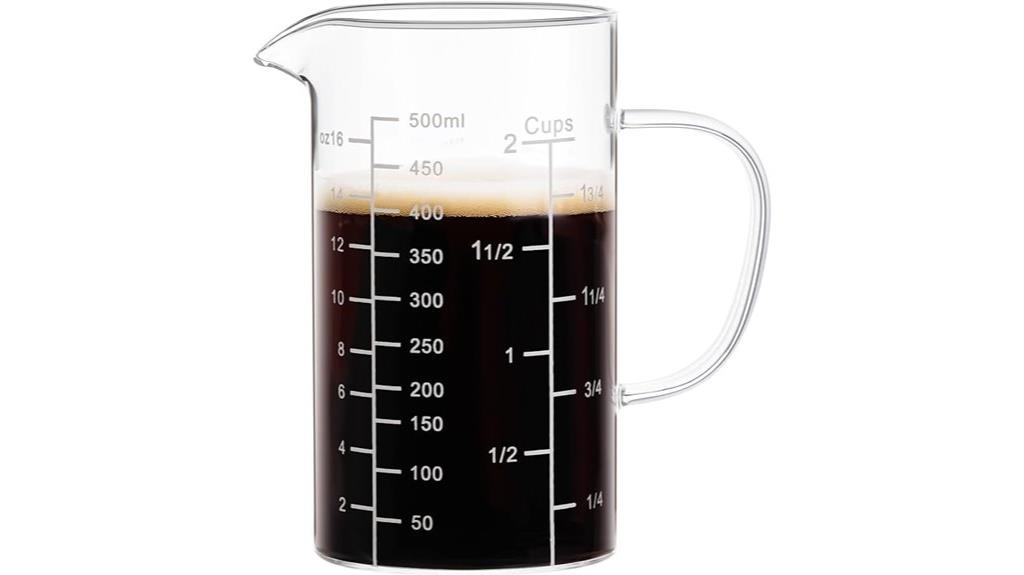 two cup glass measuring cup
