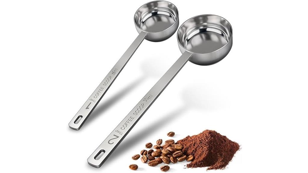 two stainless steel scoops