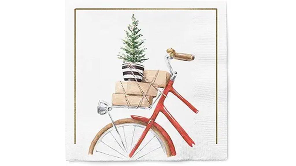watercolor bike cocktail napkins