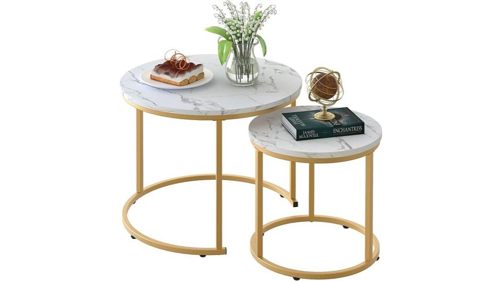 white gold marble tables