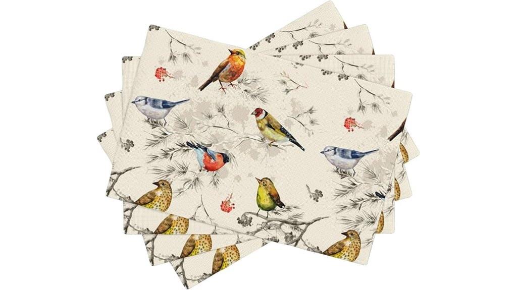 winter bird watercolor placemats