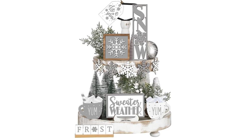 winter snowflake tiered decor