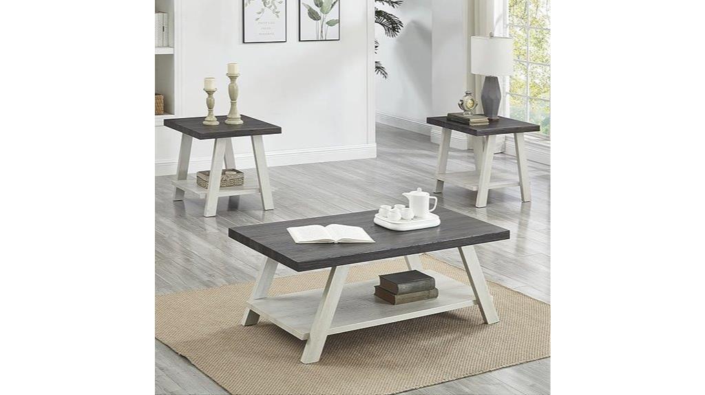 wooden coffee table set