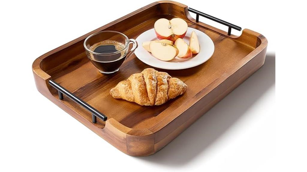 wooden ottoman tray with handles