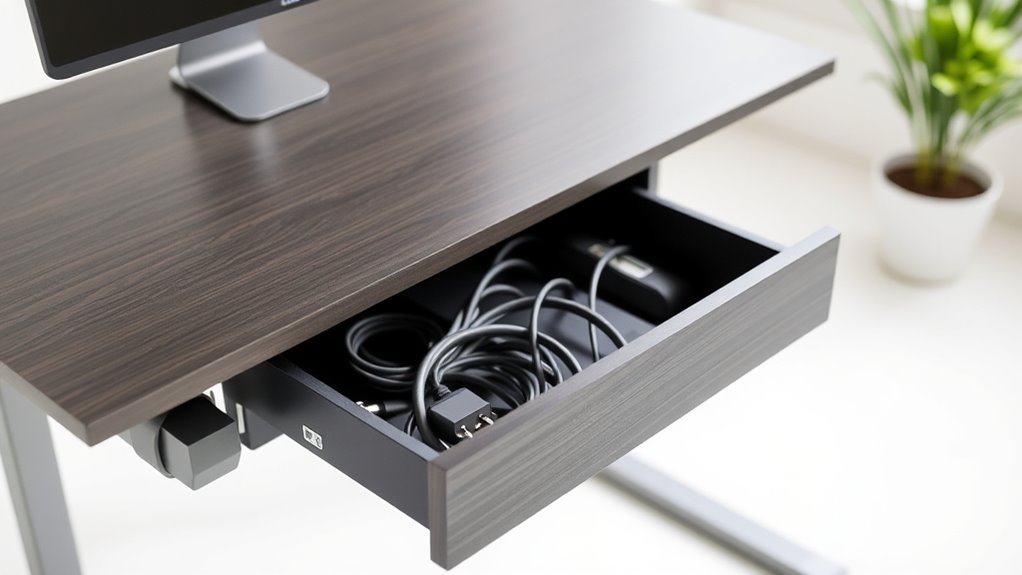 clutter free adjustable desk