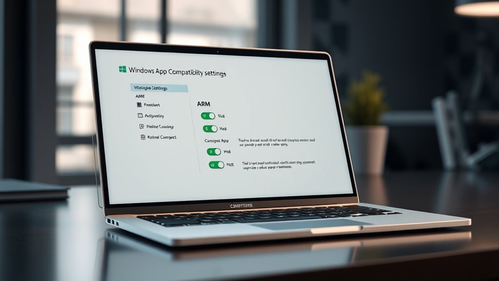 arm compatible windows app settings
