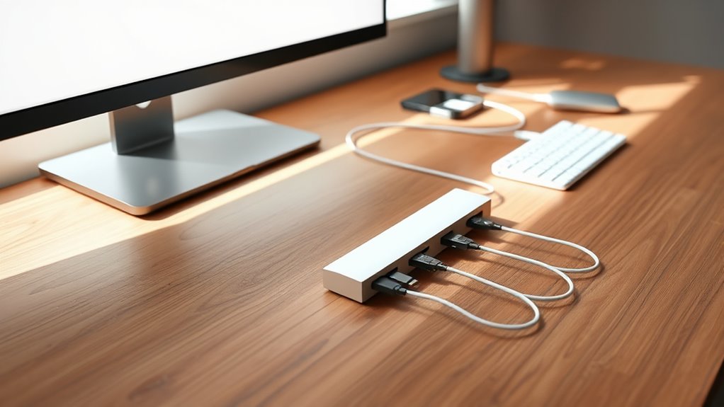 streamlined cable and desk