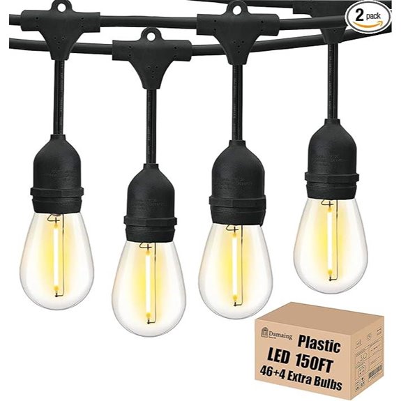 DAMAING 150FT Outdoor String Lights Waterproof 2-Pack