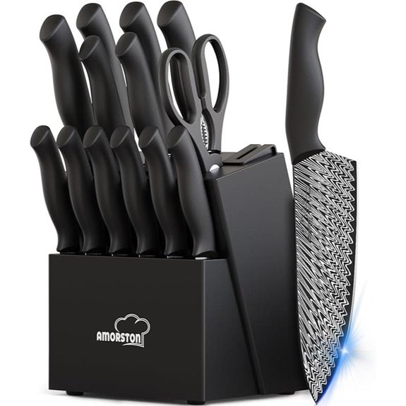 Amorston 15-Piece High Carbon Stainless Steel Knife Set