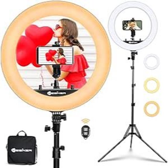 Yesker 18-Inch Dimmable Ring Light with Stand